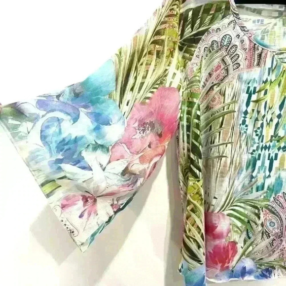 Chico’s Tropical Print Blouse Size 3 - Picture 3 of 8